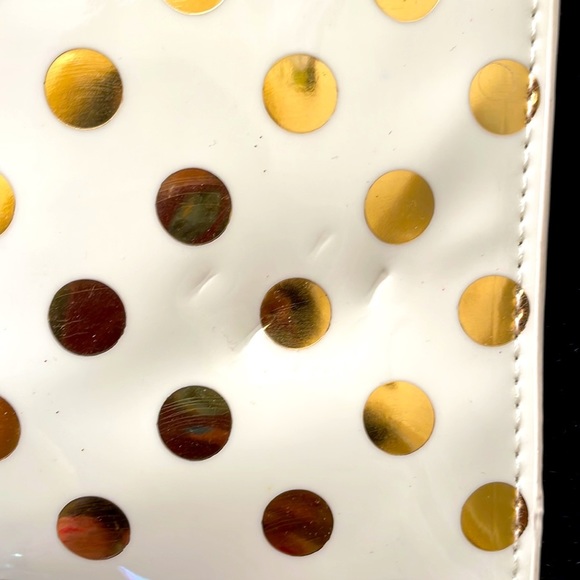 Kate Spade Polka Dots Pencil Pouch Complete Set Gold & Cream - Picture 7 of 7